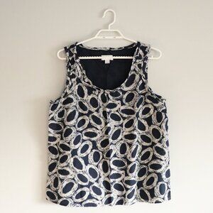 Ann Taylor LOFT Women's Blue Sz Lrg Silk Lined Sleeveless Scoop Neck Tank‎ Top